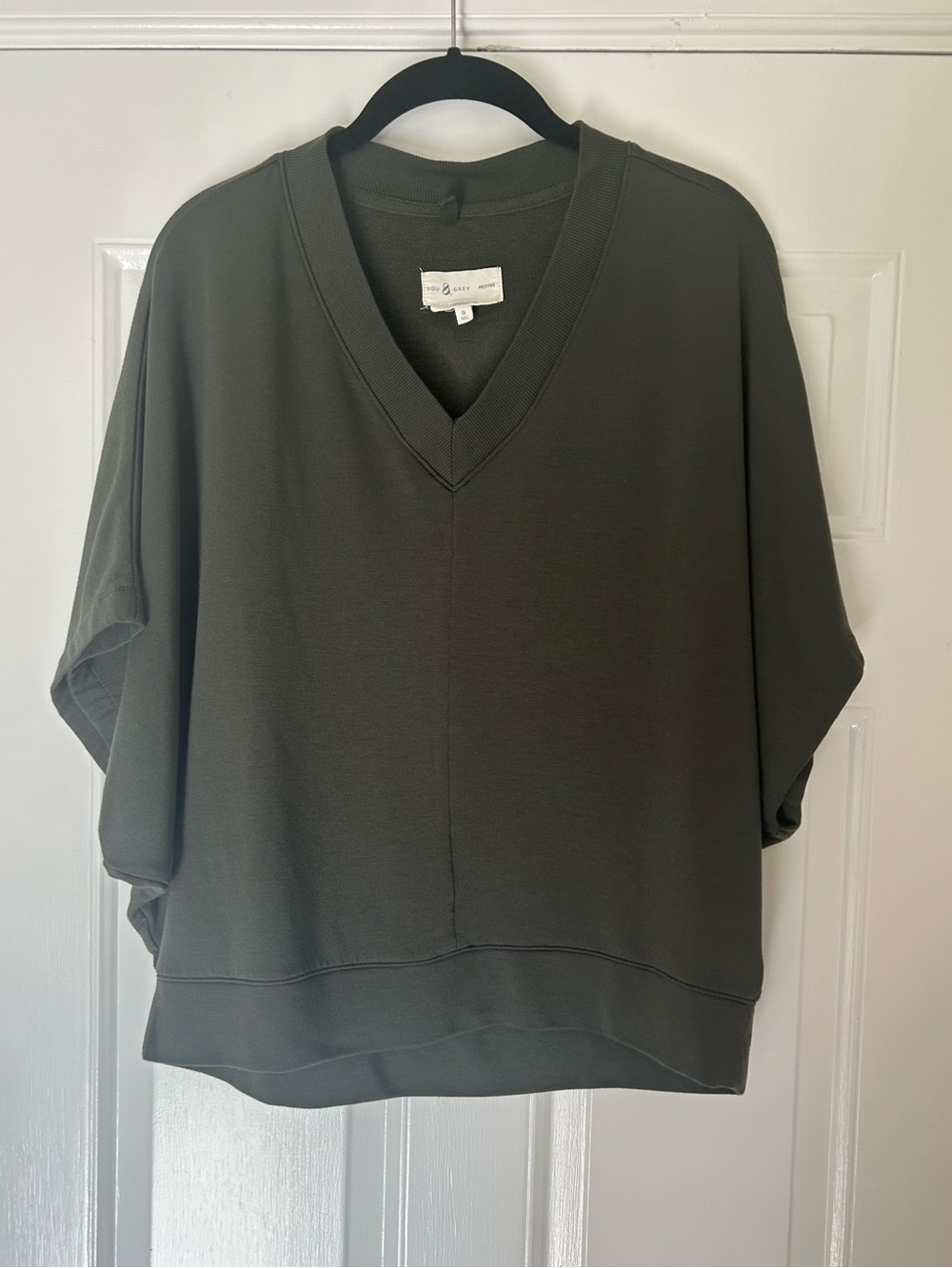 Lou & Grey Olive V-Neck Relaxed Dolman Sweatshirt